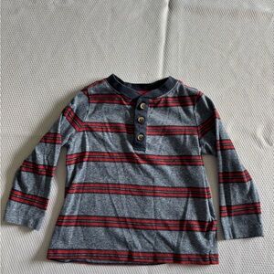 Old Navy Gray and Red Striped Long Sleeve Tee